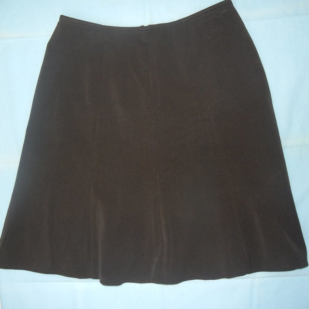 Vintage 1980-1990's HeadsUp Wmn Sz 12 Fit and Flare Dark Brown Skirt Mid Rise